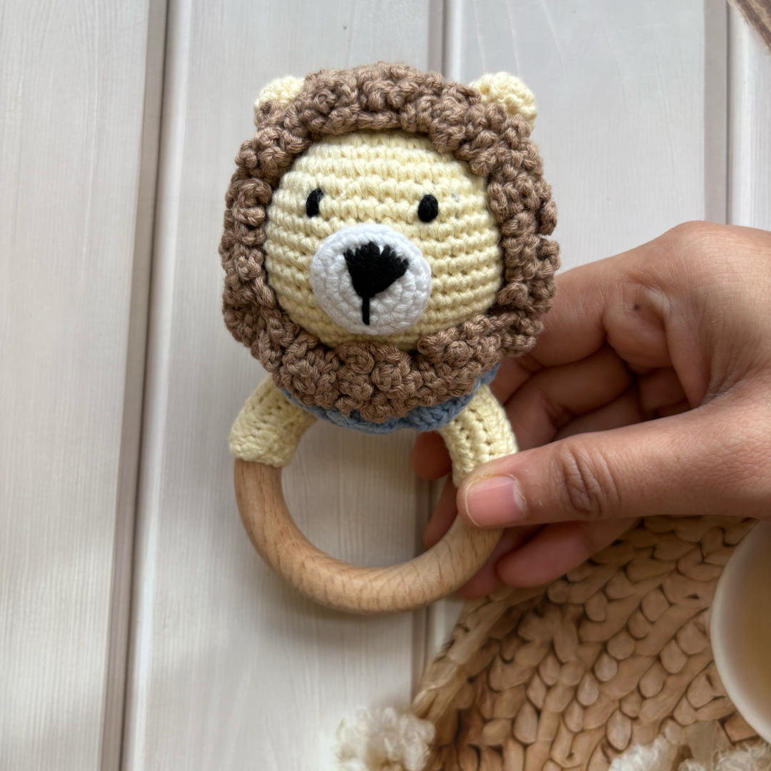 Lion Crochet Rattle Teether
