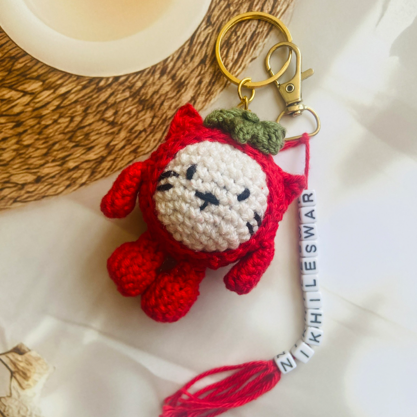 Apple Cat Keychain