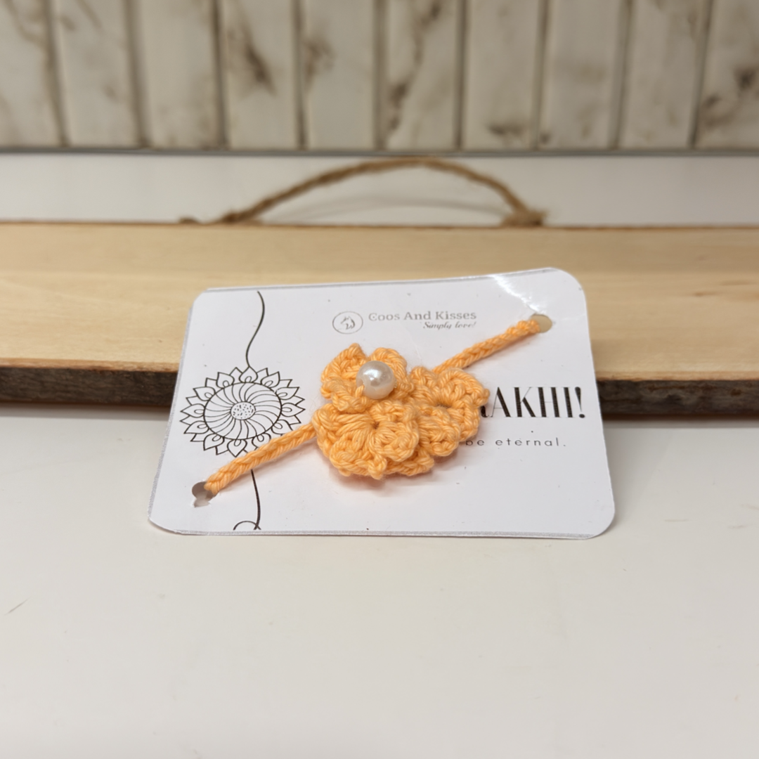 Handmade Crochet Rakhi – peach