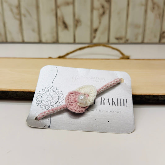 Handmade Crochet Rakhi – Pink& White