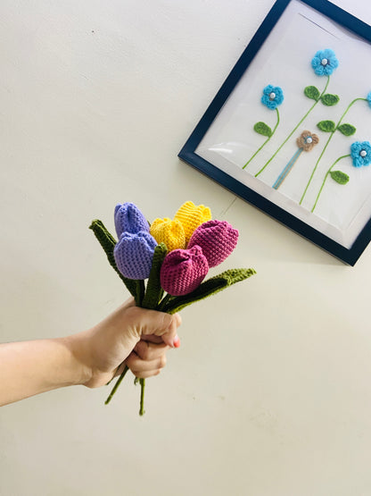 Crochet Tulips Bunch of 6